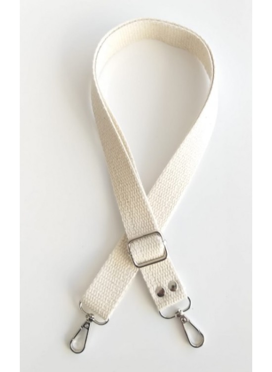 Çanta Aksesuar Krem Pamuklu Kolon Ayarlamalı Çanta Sapı