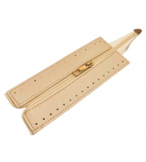 Çanta Aksesuar Krem Renk 17 Cm Derili Fermuar Light Gold Metalli