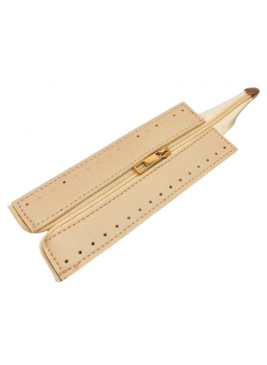 Çanta Aksesuar Krem Renk 17 Cm Derili Fermuar Light Gold Metalli