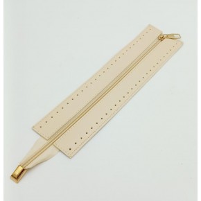 Çanta Aksesuar Krem Renk 28 Cm Derili Fermuar Light Gold Metalli