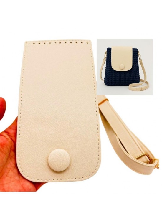 Çanta Aksesuar Krem Renk Button Model  Çanta Yapım Seti Light Gold Metalli