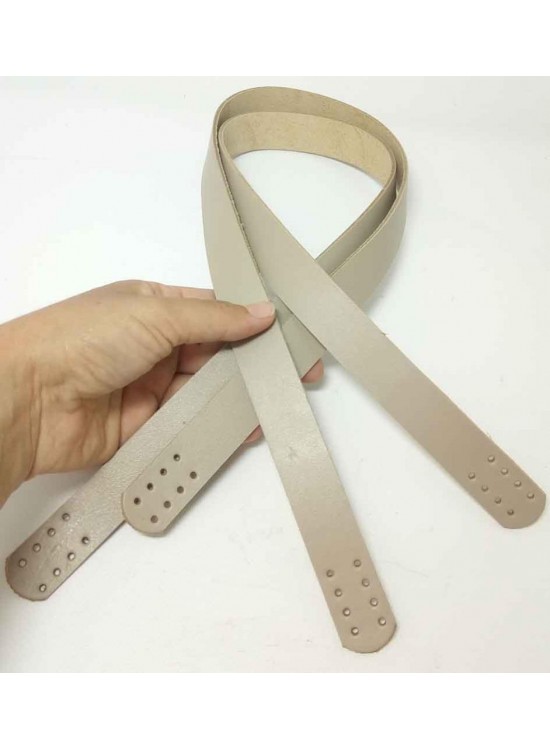 Çanta Aksesuar Krem Renk Gerçek Deri 70X2.3 Cm Çift Sap