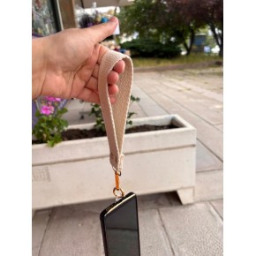 Çanta Aksesuar Krem Renk Pamuklu  Telefon Bilek Askısı, Telefon Zinciri, Telefon Askısı, Tüm Telefon Kılıfları İçin Uygundur