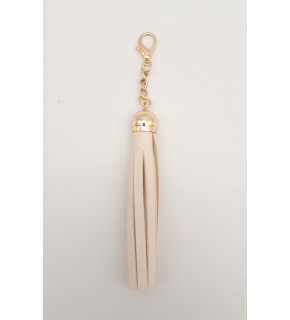 Çanta Aksesuar Krem Suni Deri Kovanlı Püskül Light Gold Metalli