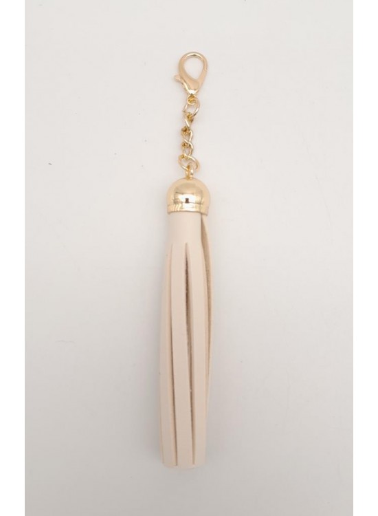 Çanta Aksesuar Krem Suni Deri Kovanlı Püskül Light Gold Metalli