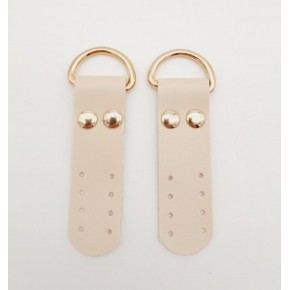 Çanta Aksesuar Krem Tek Kat Suni Deri Sapucu Böce Light Gold Metalli