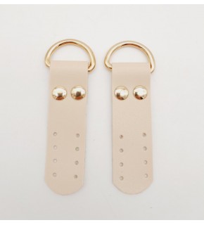 Çanta Aksesuar Krem Tek Kat Suni Deri Sapucu Böce Light Gold Metalli