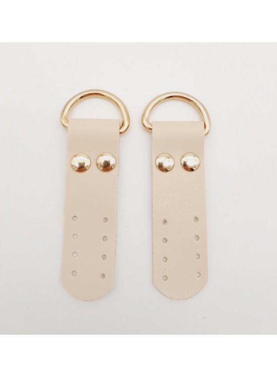 Çanta Aksesuar Krem Tek Kat Suni Deri Sapucu Böce Light Gold Metalli