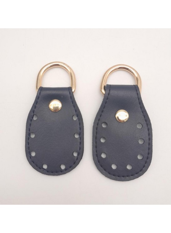 Çanta Aksesuar Lacivert Çift Kat Dikişli Suni Deri Sapucu Böce Light Gold Metalli