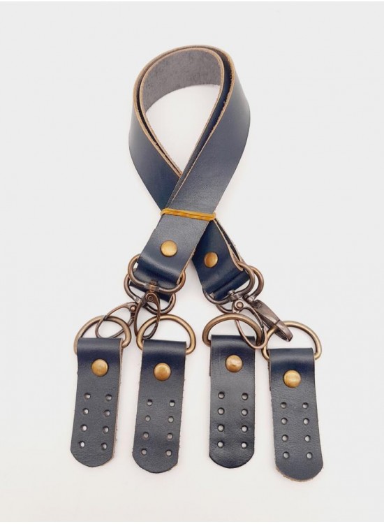 Çanta Aksesuar Lacivert Gerçek Deri 55 Cm Çift Sap Misu Model Antik Metal