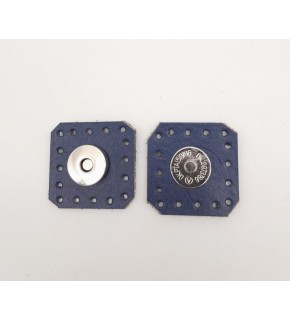 Çanta Aksesuar Lacivert Gerçek Derili Kare Mıknatıslı Çıtçıt Gümüş Metalli