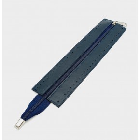 Çanta Aksesuar Lacivert Renk 28 Cm Derili Fermuar Gümüş Metalli