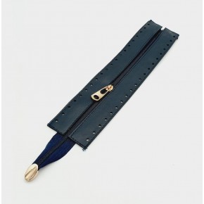 Çanta Aksesuar Lacivert Renk 28 Cm Derili Fermuar Light Gold Metalli