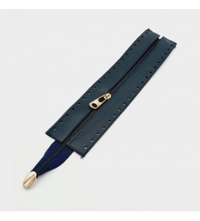 Çanta Aksesuar Lacivert Renk 28 Cm Derili Fermuar Light Gold Metalli