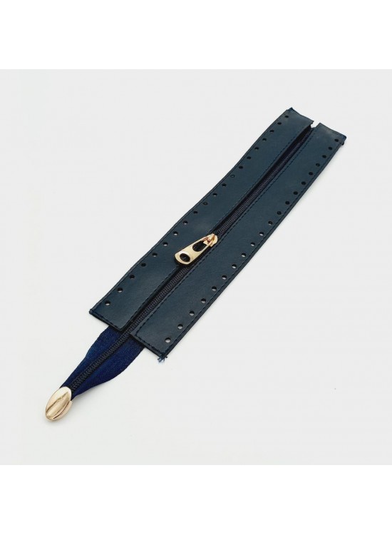 Çanta Aksesuar Lacivert Renk 28 Cm Derili Fermuar Light Gold Metalli