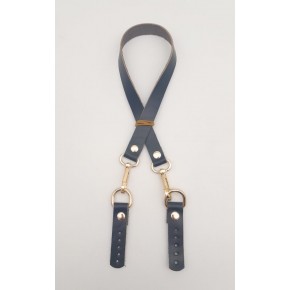 Çanta Aksesuar Lacivert Renk 60x1.5 cm Gerçek Deri Çanta Sapı Light Gold Metalli