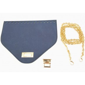 Çanta Aksesuar Lacivert Renk Nubuk Süet 22.5x17 cm Kapaklı 120 cm Zincirli Çanta Seti