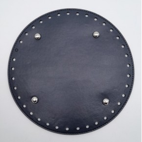 Çanta Aksesuar Lacivert Suni Deri 22 cm Yuvarlak Çanta Tabanı Gümüş Metalli