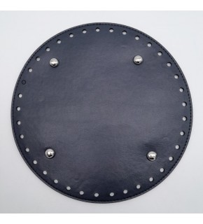 Çanta Aksesuar Lacivert Suni Deri 22 cm Yuvarlak Çanta Tabanı Gümüş Metalli