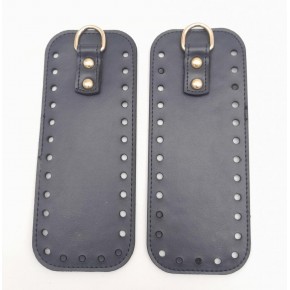 Çanta Aksesuar Lacivert Suni Deri Dikdörtgen Çanta Yan Parçası Light Gold Metalli