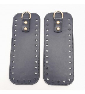 Çanta Aksesuar Lacivert Suni Deri Dikdörtgen Çanta Yan Parçası Light Gold Metalli