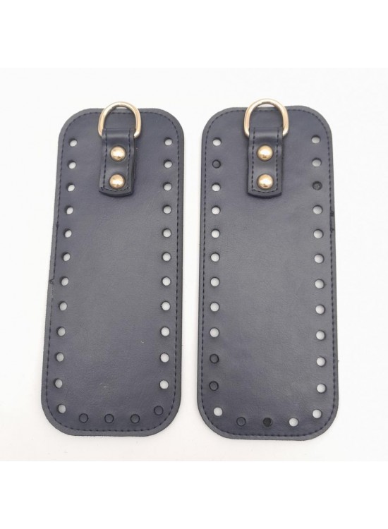 Çanta Aksesuar Lacivert Suni Deri Dikdörtgen Çanta Yan Parçası Light Gold Metalli