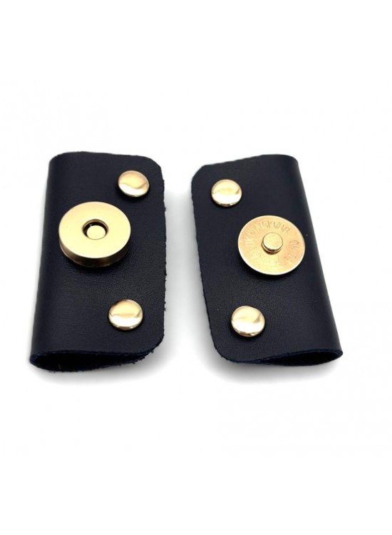 Çanta Aksesuar Lacivert Suni Derili Troklu Mıknatıslı Çıtçıt Light Gold Metalli