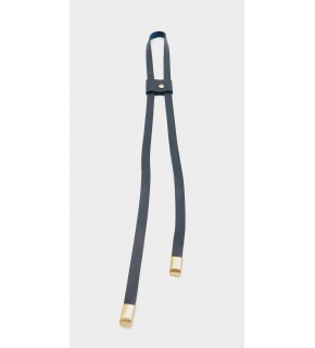 Çanta Aksesuar Lacivert Tek Kat Suni Deri Büzgü Light Gold Metalli