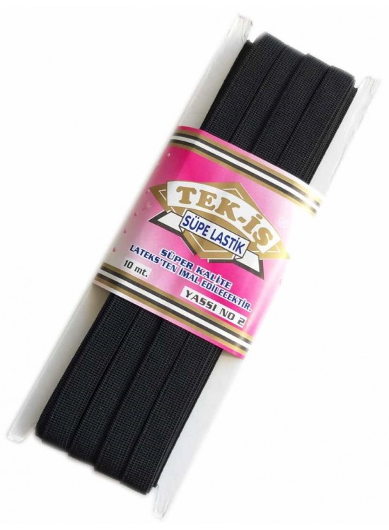 Çanta Aksesuar Lastik Süpe Siyah Yassı No:2