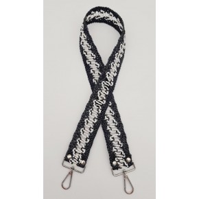 Çanta Aksesuar Ledi Hasır Örgü Model Siyah Beyaz Çanta Sapı Gümüş Metalli