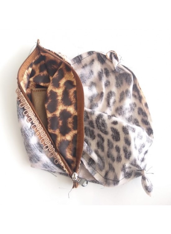 Çanta Aksesuar Leopar 28X28 Cm, Dikilmiş Halde, Fermuarlı Astar