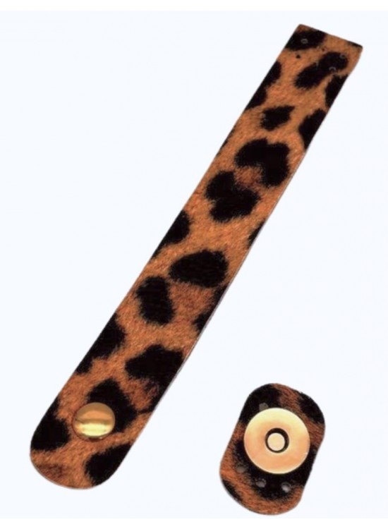Çanta Aksesuar Leopar Deri 18x2.3 cm Çanta Kapağı  Light Gold Metalli