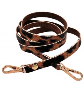 Çanta Aksesuar Leopar Renk 5 mm Suni Deri Spagetti Model Çanta Sapı Light Gold Metal
