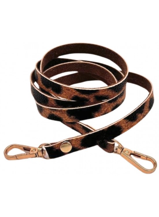 Çanta Aksesuar Leopar Renk 5 mm Suni Deri Spagetti Model Çanta Sapı Light Gold Metal