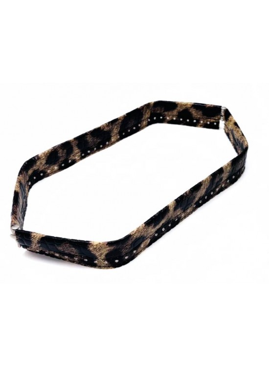 Çanta Aksesuar Leopar Renk Derili Metal Çanta Ağzı 33 Cm