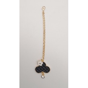 Çanta Aksesuar Light Gold Çiçekli Bulut Model Sarkaç Süs Siyah Renk
