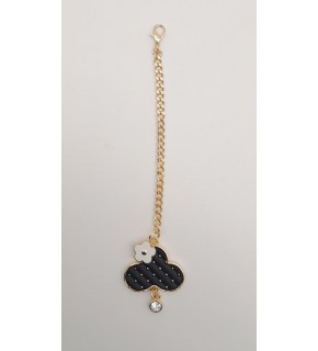 Çanta Aksesuar Light Gold Çiçekli Bulut Model Sarkaç Süs Siyah Renk