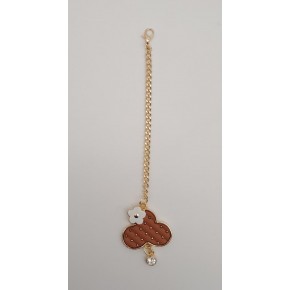 Çanta Aksesuar Light Gold Çiçekli Bulut Model Sarkaç Süs Taba Renk