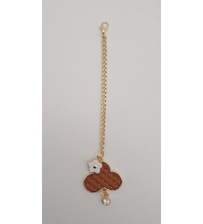 Çanta Aksesuar Light Gold Çiçekli Bulut Model Sarkaç Süs Taba Renk