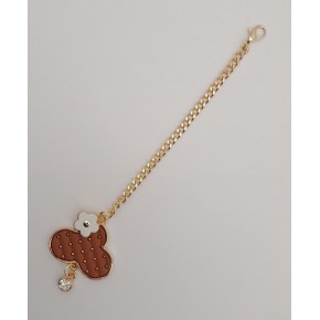 Çanta Aksesuar Light Gold Çiçekli Bulut Model Sarkaç Süs Taba Renk