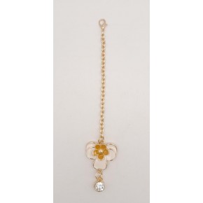 Çanta Aksesuar Light Gold Hardal Renk Çiçekli Sarkaç Süs