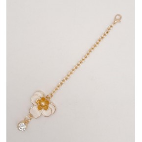 Çanta Aksesuar Light Gold Hardal Renk Çiçekli Sarkaç Süs