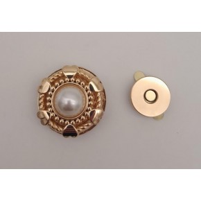 Çanta Aksesuar Light Gold İncili Mıknatıslı Kilit No:86