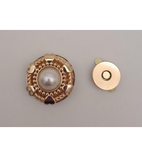 Çanta Aksesuar Light Gold İncili Mıknatıslı Kilit No:86