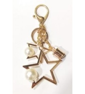 Çanta Aksesuar Light Gold İncili Süs Kapsüllü