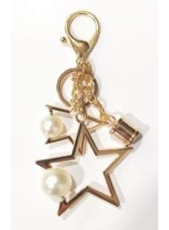 Çanta Aksesuar Light Gold İncili Süs Kapsüllü