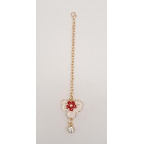 Çanta Aksesuar Light Gold Kırmızı Renk Çiçekli Sarkaç Süs