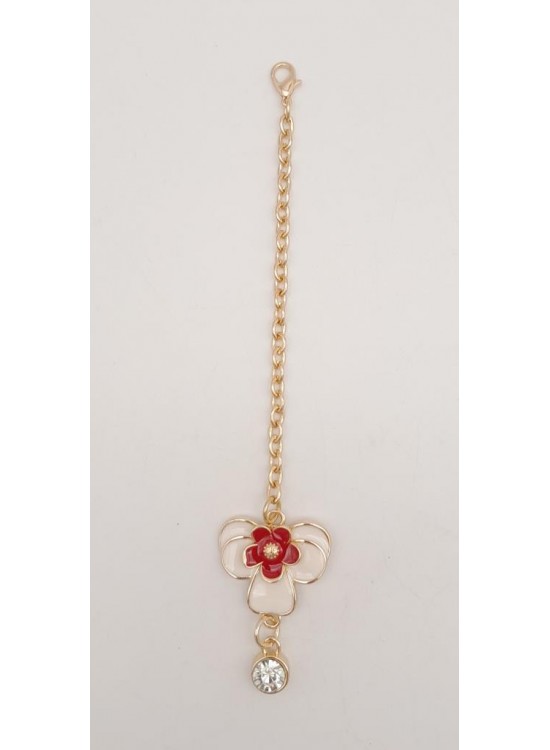 Çanta Aksesuar Light Gold Kırmızı Renk Çiçekli Sarkaç Süs