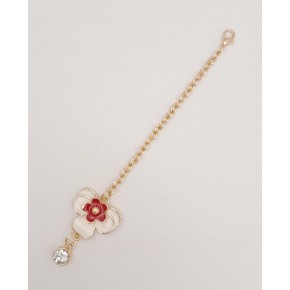 Çanta Aksesuar Light Gold Kırmızı Renk Çiçekli Sarkaç Süs