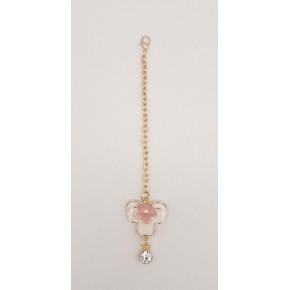 Çanta Aksesuar Light Gold Pudra Renk Çiçekli Sarkaç Süs